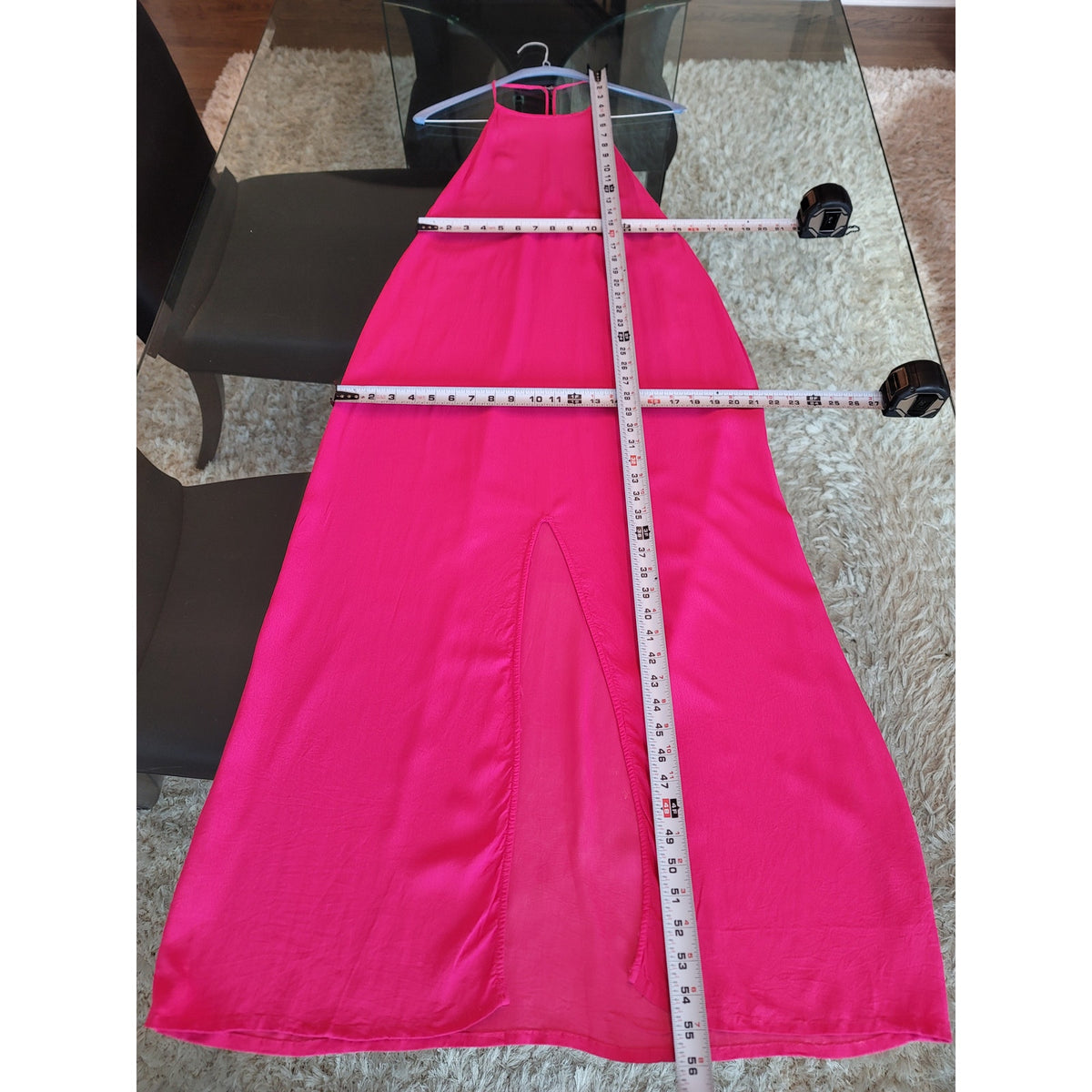 Asos Maxi Dress Women's 10 Hot Pink Halter Neck Side Slit Casual Party/Cocktail