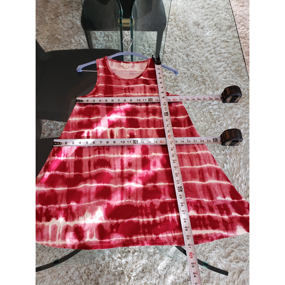Kiwi & Punch Fit & Flare Dress Womens Size M Pink & White Round Neck Sleeveless