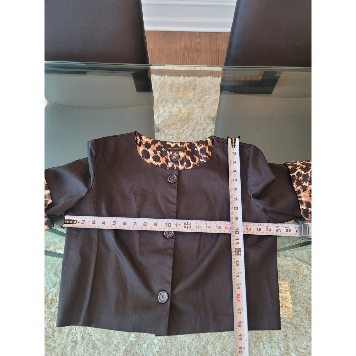 Courtenay Skirt Suit Women's SZ 16 Black/Beige Animal Print Belted Short Sleeve