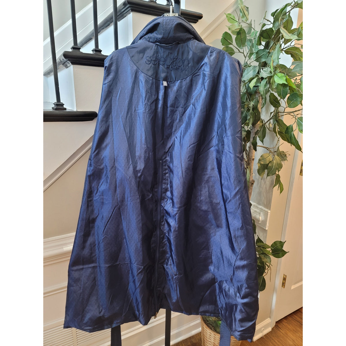 Selection Trench Raincoat Women's Size 28/30 Blue Button Front Back Zipper