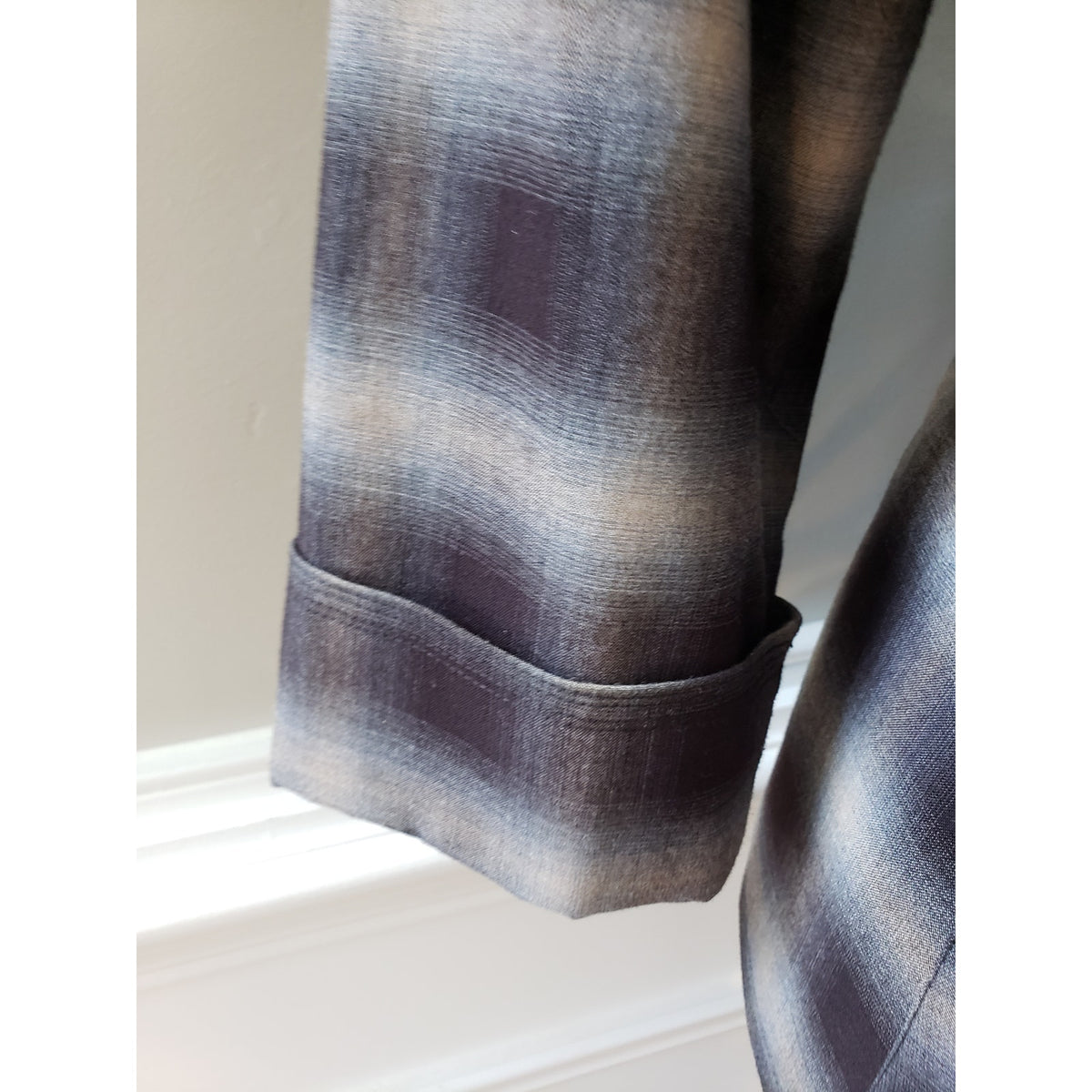 Signature by Larry Levine Jacket Womens Small Purple Plaid 3/4 Sleeve Tie Belted