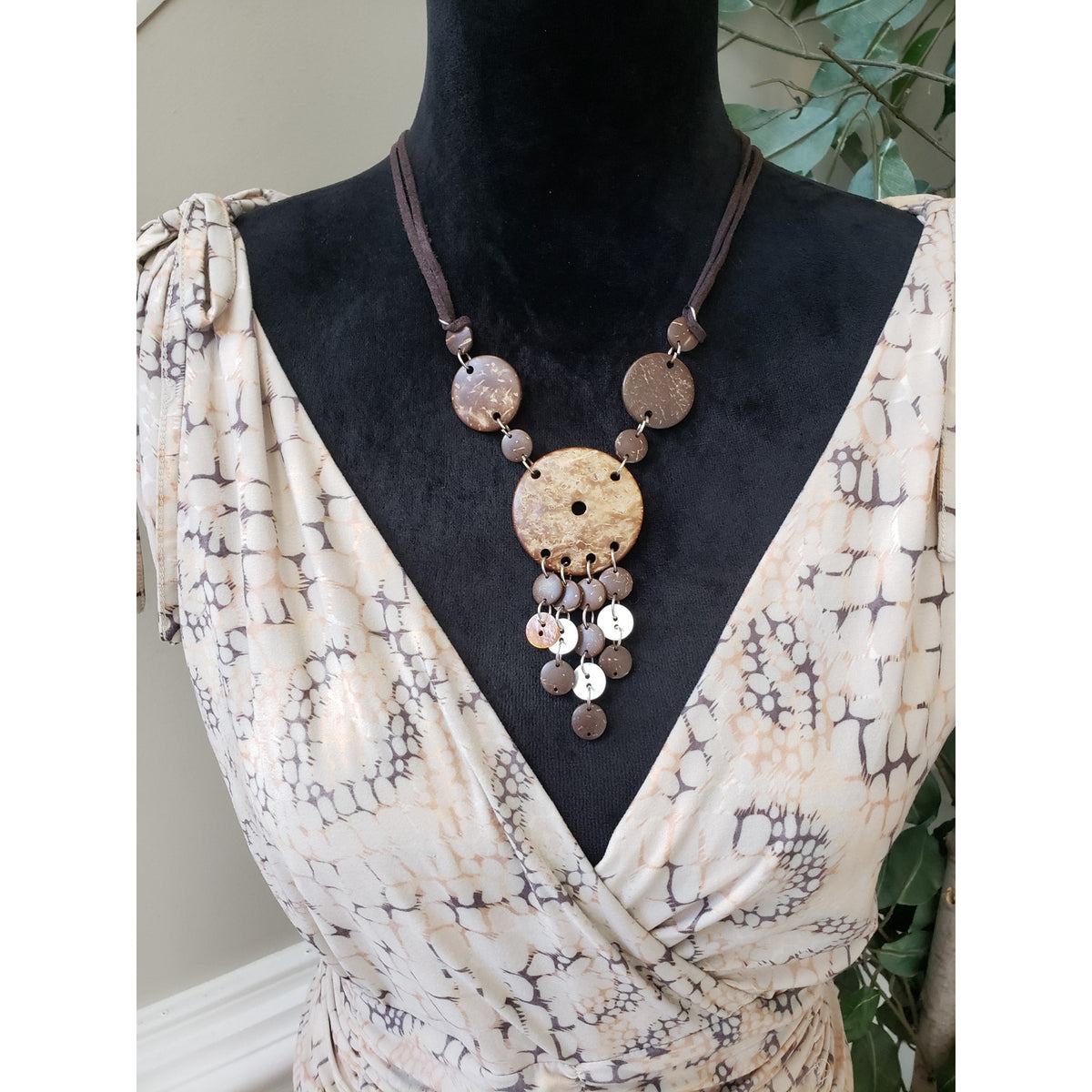 AA Studio AA Shift Dress Women 18W Beige Wrap V Neck Empire Waist Tie Shoulder