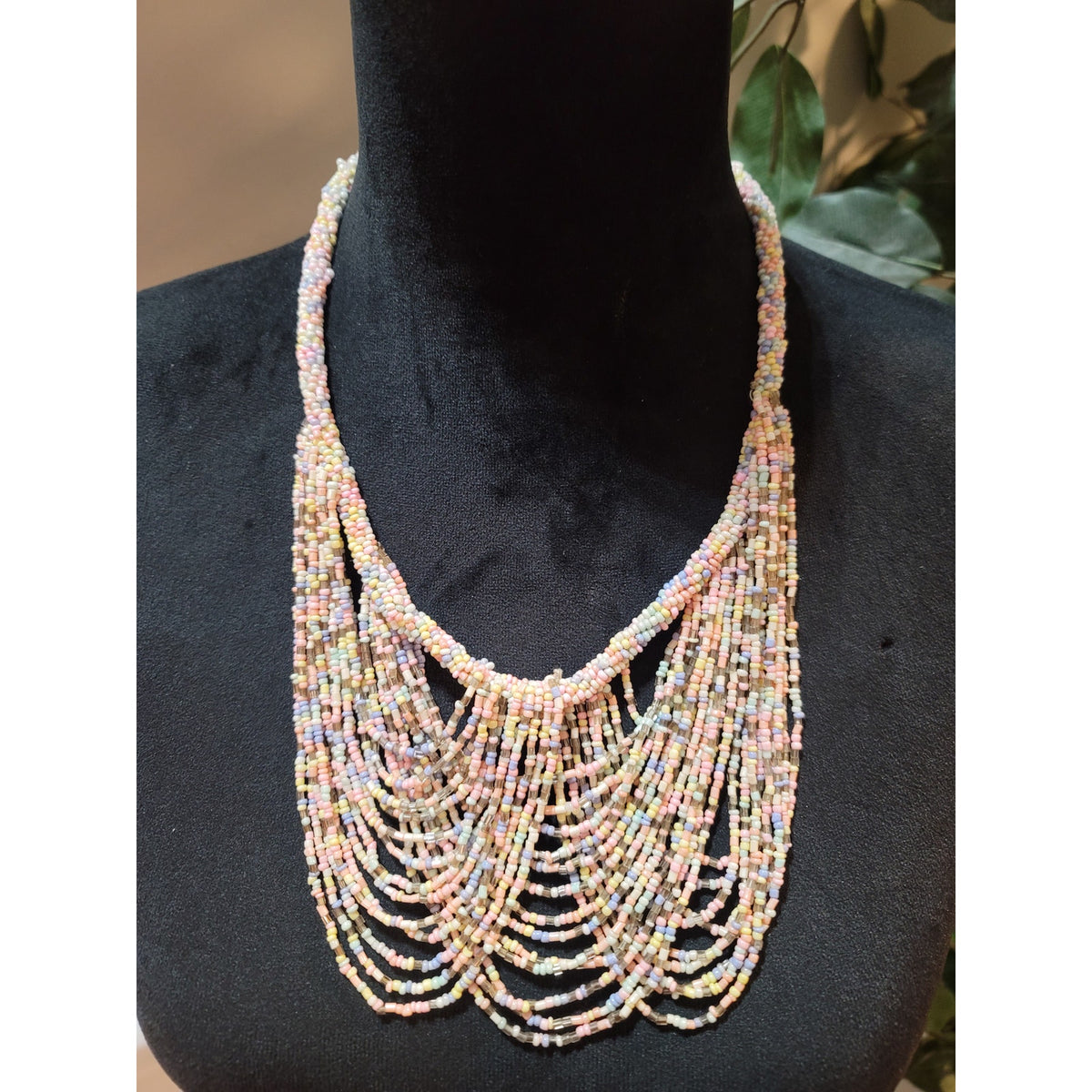 Women's Multicolor Beaded Layered Necklace With Lobster Clasp Handmade Jewelry