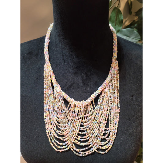 Women's Multicolor Beaded Layered Necklace With Lobster Clasp Handmade Jewelry