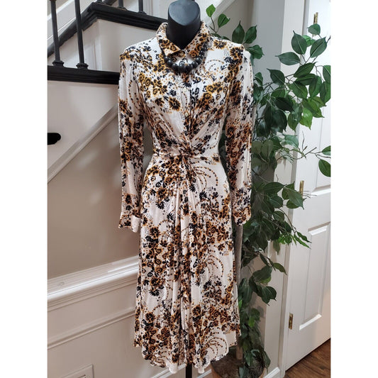 Free People Tough Love Floral Shirt Long Sleeve Midi Length Wrap Dress Size 2