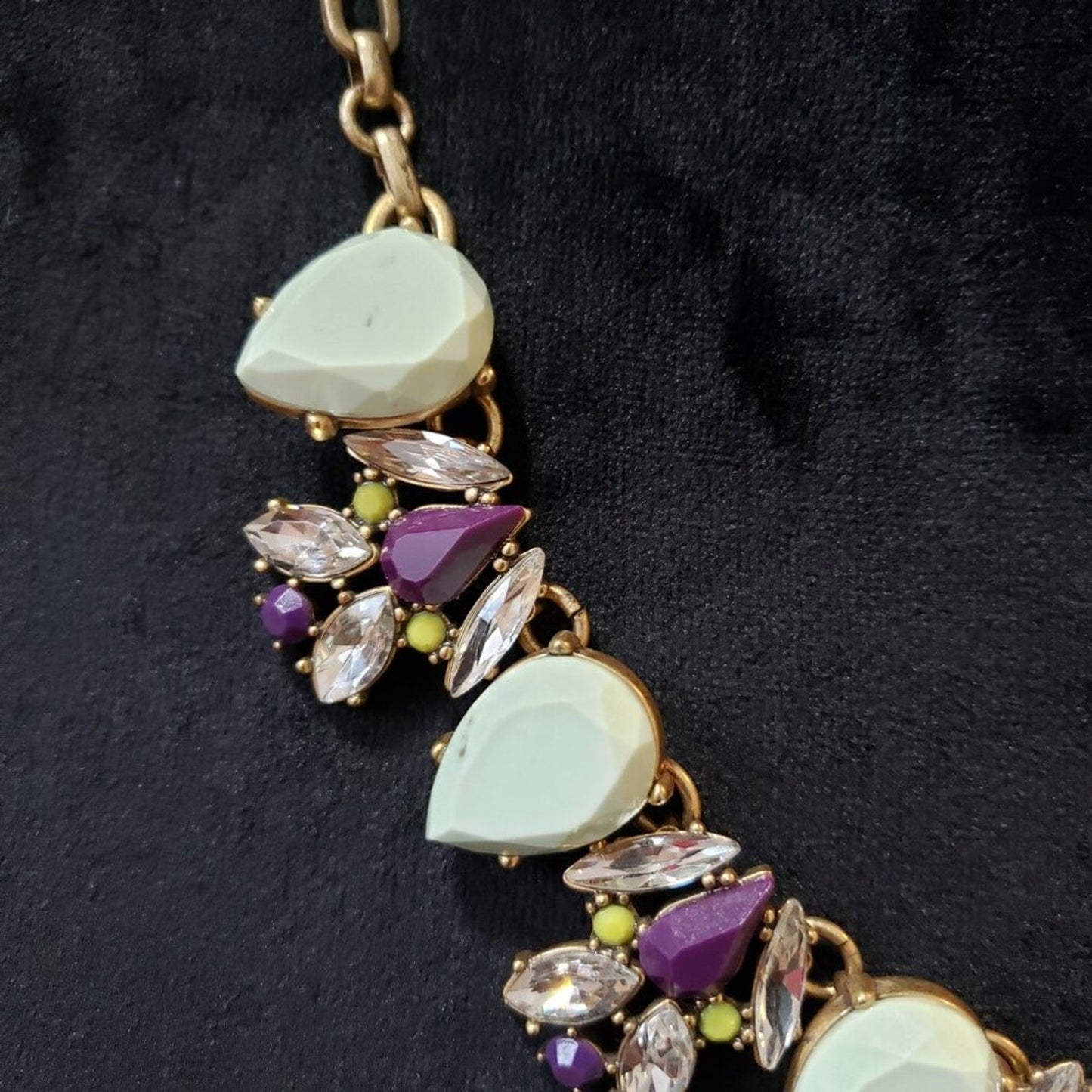 J.CREW Necklace Womens Multicolor Rhinestone Gold Tone Chain with Lobster Clasp