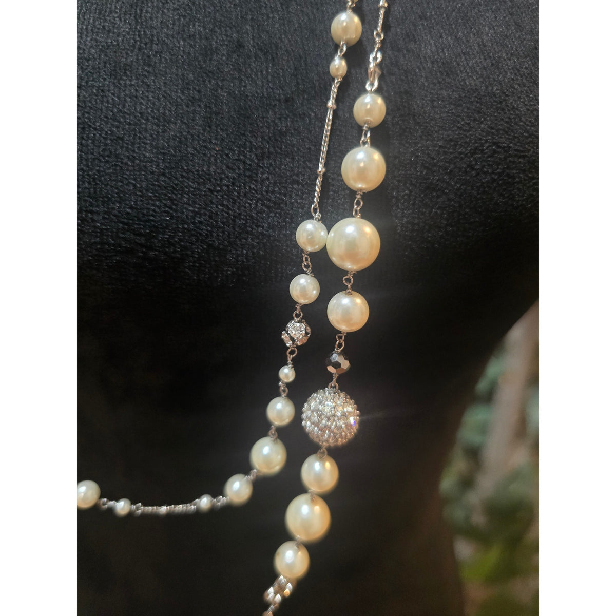 Women's White Beaded Multi Strand Statement Necklace With Lobster Clasp