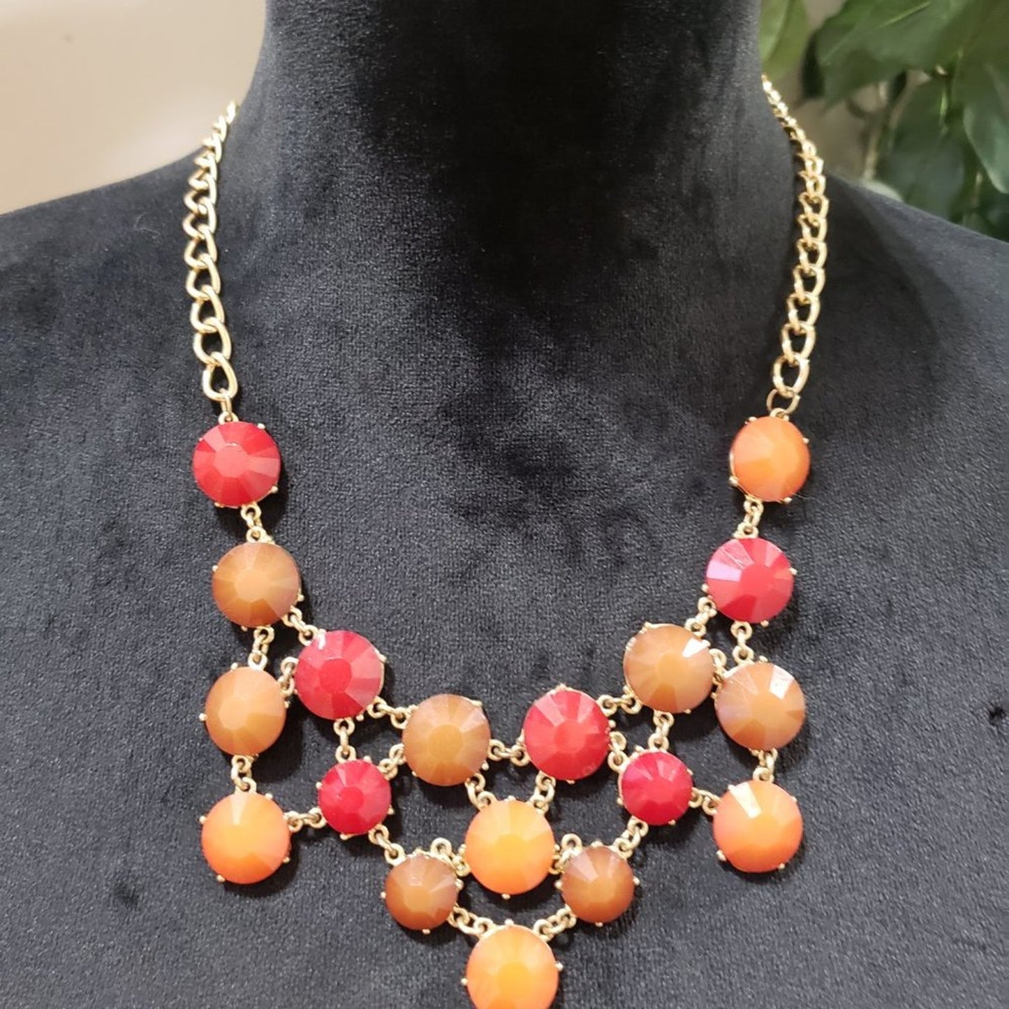 Versona Women Fashion Multicolor Rhinestones Beaded Gold Tone Chain Bib Necklace