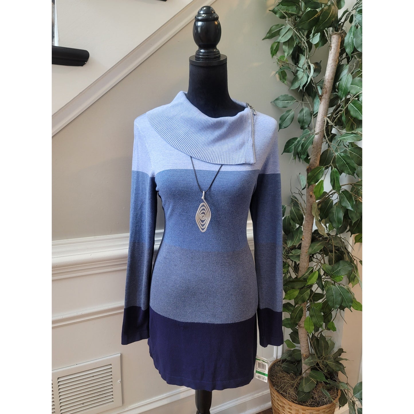 INC International Concepts Sweater Women's Size Petite Large Blue Tunic