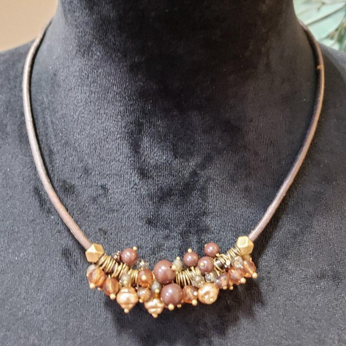 Womens Multi-strand Glass Brown Beads Premier Designs Caramel Latte Necklace