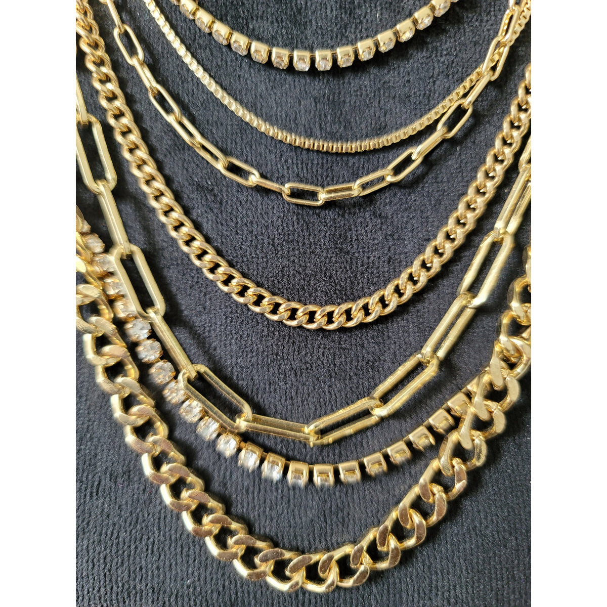 Women's Layered Gold Chains Necklace With Lobster Clasps Statement Jewelry