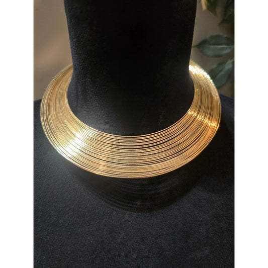 Women's Elegant Multi-Strand Gold Tone Choker Necklace Statement Jewelry Gift