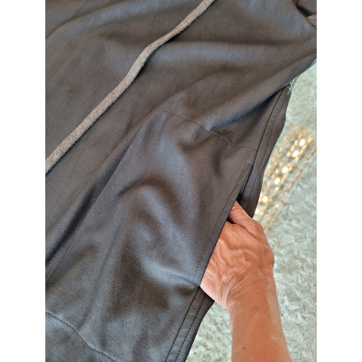 Yeohlee Wrap Coat Jacket Women Large Gray Asymmetrical Hooded Fleece Lined