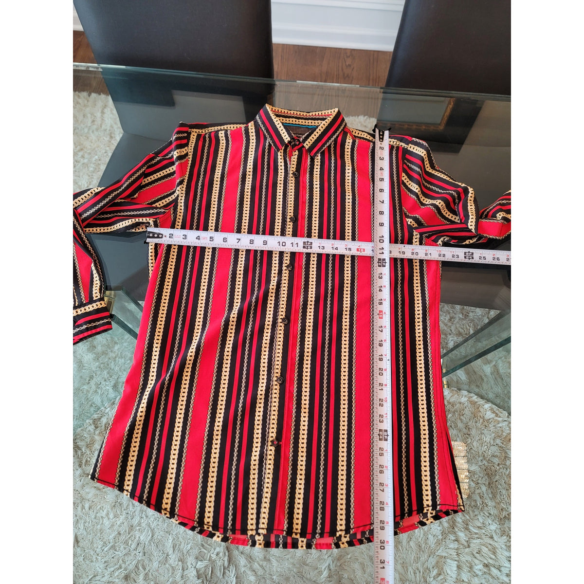 Drill Clothing Company Button Down Shirt Men's Size Large Red Black Stripes