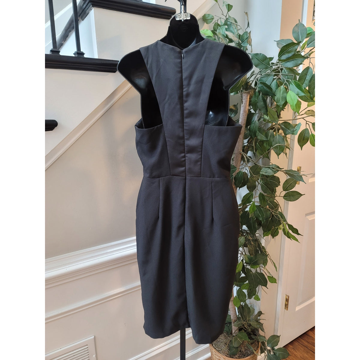 Harlyn Dress Womens Small Black Sleeveless Wrap Front Cocktail Party Elegant
