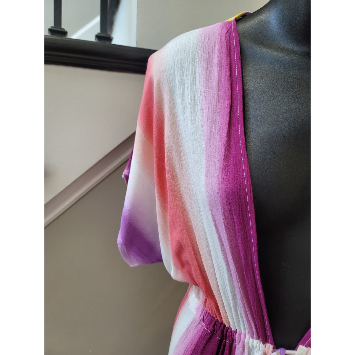 Love In Ombre Boho Maxi Dress Women's Size Small Multicolor 100% Rayon V-Neck