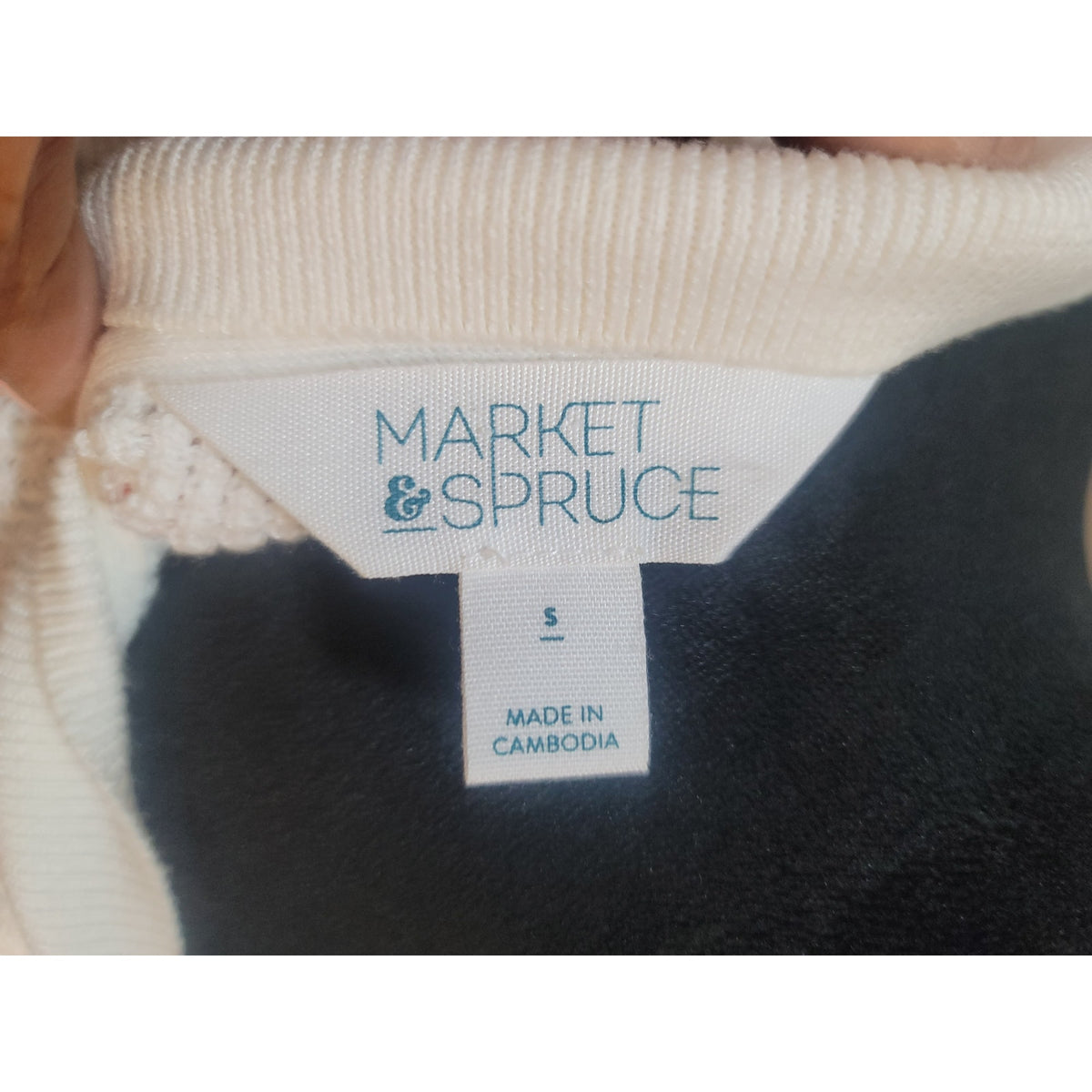 Market & Spruce Pullover Sweater Women's Small White/Gray Striped Boat Neck