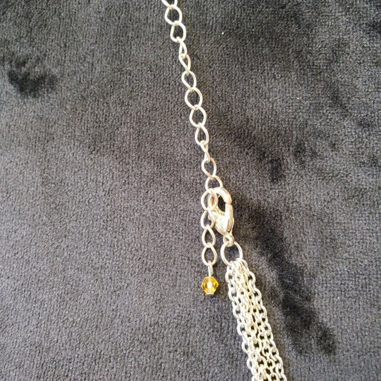 Womens Gold Silver Ring Station Multi-Chain Long Necklace with Lobster Clasp