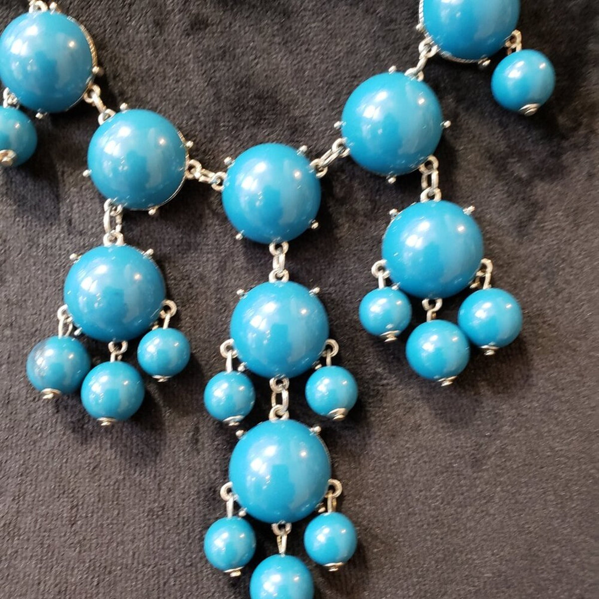 Womens Blue Double Round Stone Statement Necklace Jewelry with Lobster Clasp