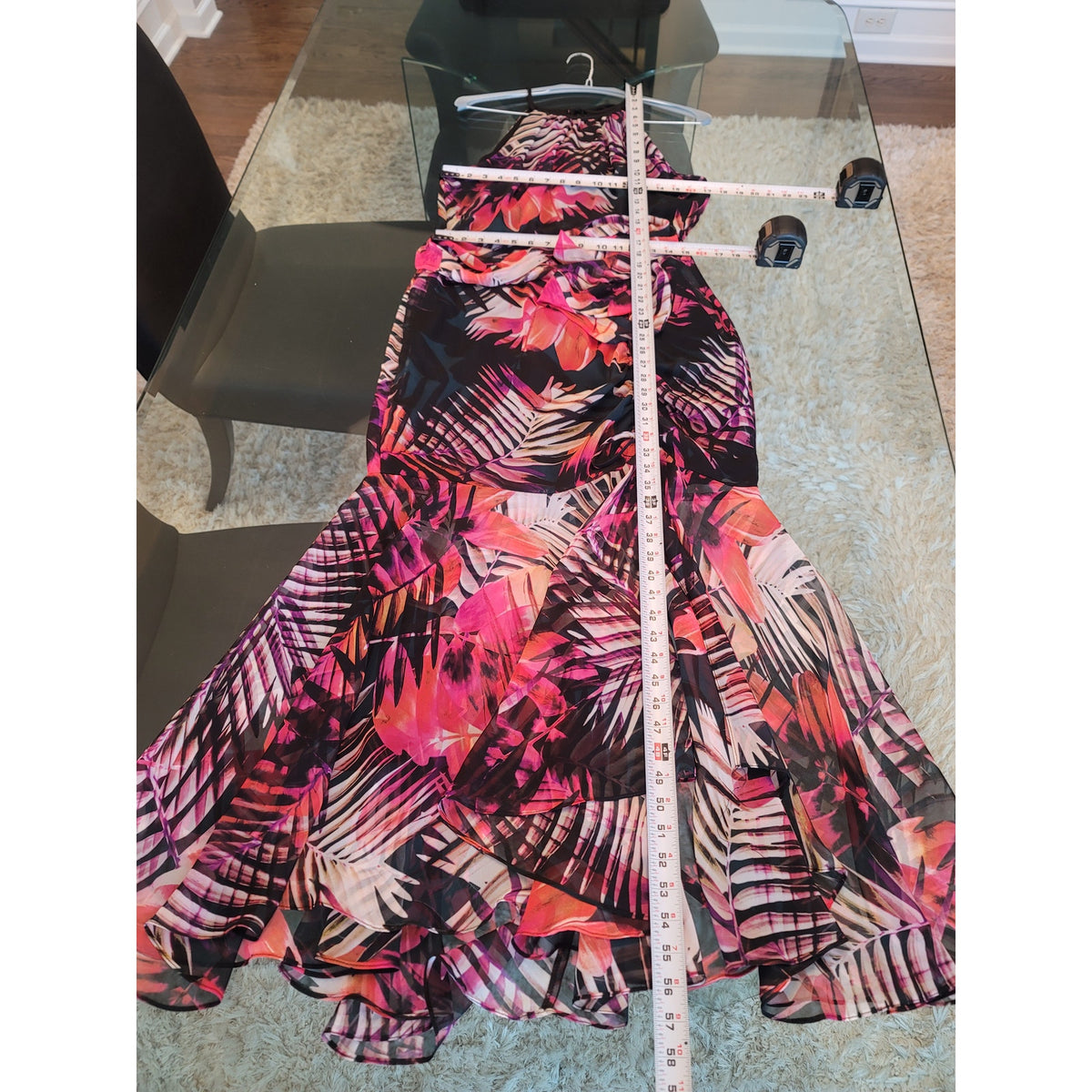 Frank Lyman Montreal Maxi Dress Women's 10 Multicolor 100% Polyester Crew Neck