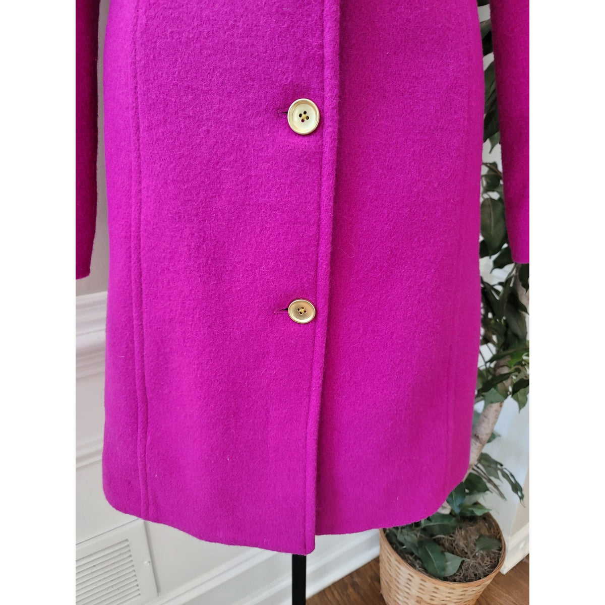 J. Crew Peacoat Women's SZ 2 Hot Pink Button Up Front Fully Lined Long Sleeve