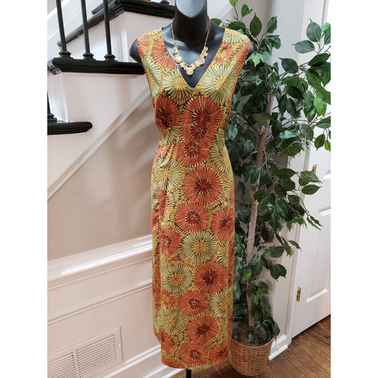 Judith Hart Women Multicolor Polyester V-Neck Sleeveless Long Maxi Dress Size 12