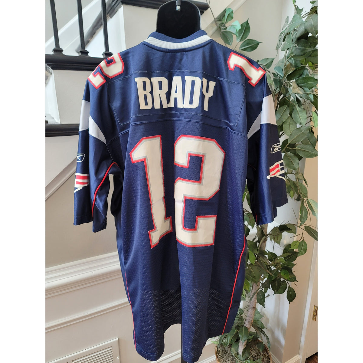 Reebok Authentic NFL Tom Brady Jersey Men's Size 2XL Blue Red 100%  Polyester