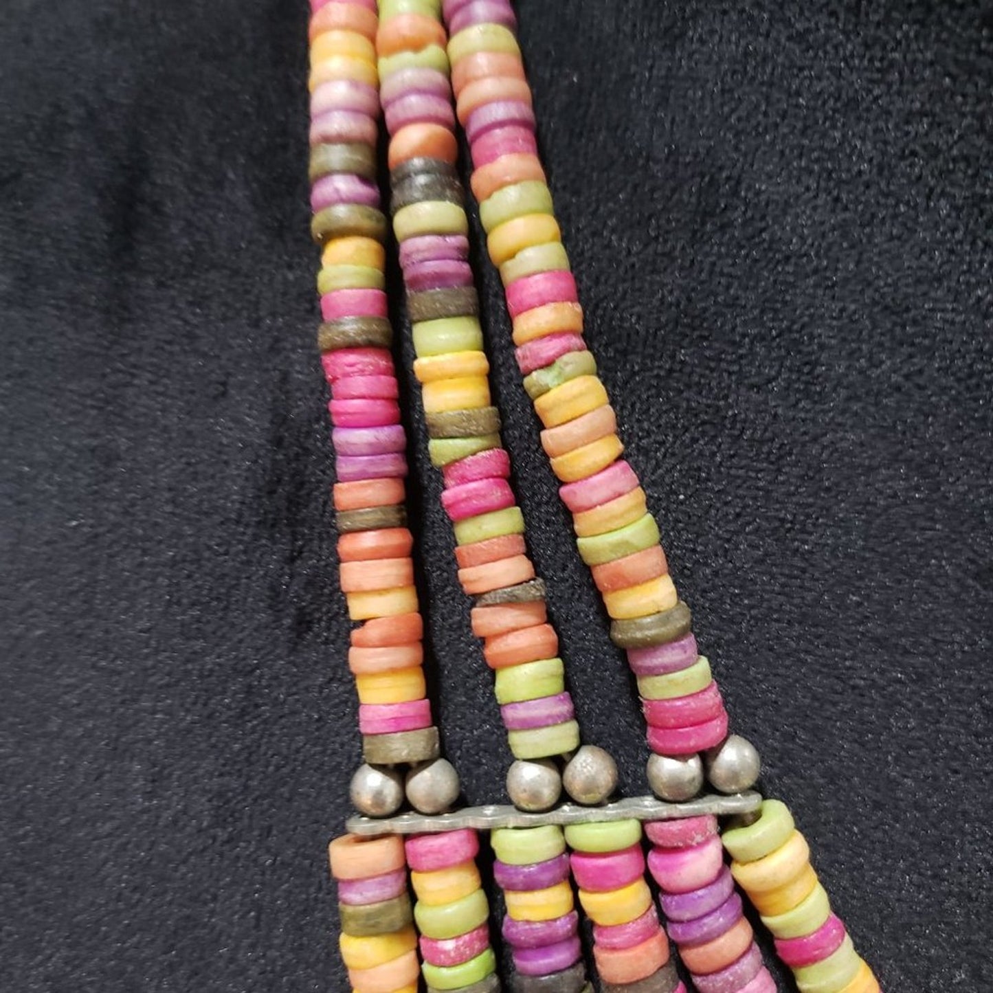 Women Fashion Boho Ethnic Style Multistrand Multicolor Beaded Necklace w/ Lobste