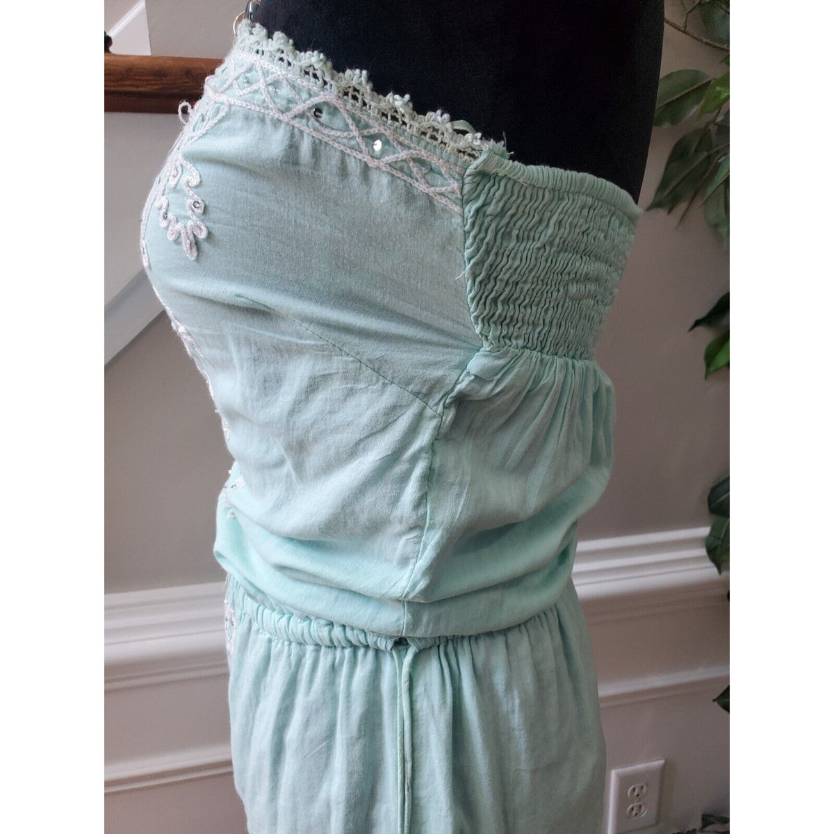 Sand & Spirit Womens Green Floral Polyester Off The Shoulder Knee Length Dress L