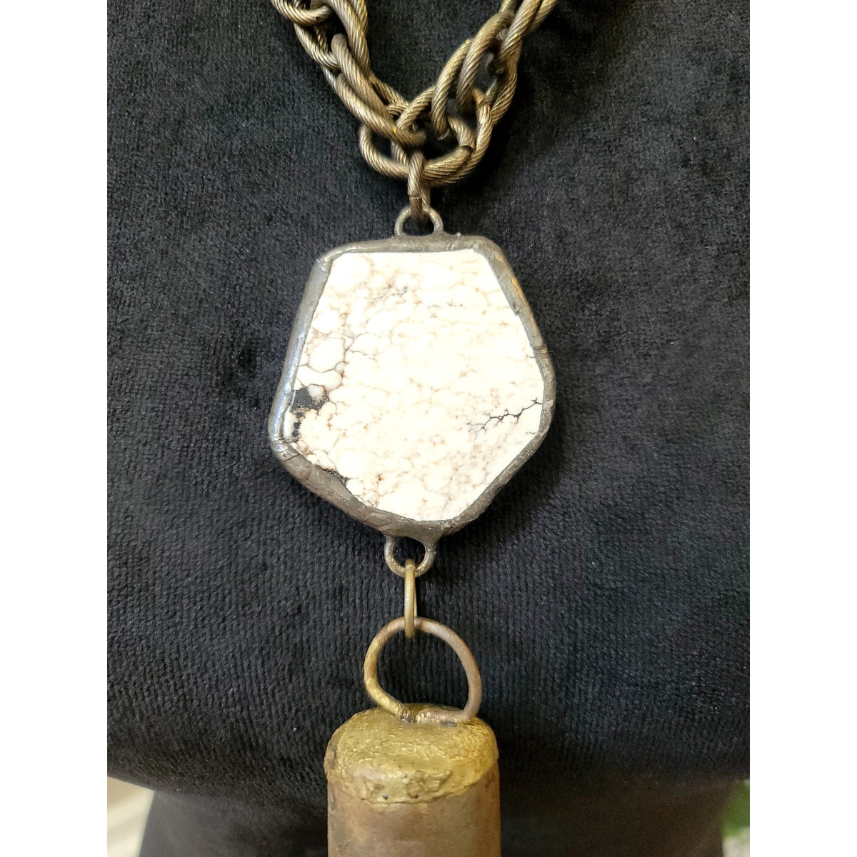 Vintage Statement Tassel Pendant Necklace Red Tassel Antique Gold Chain