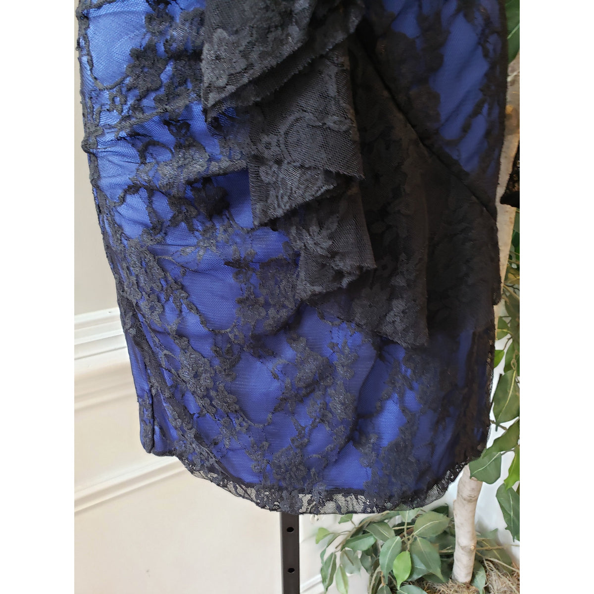 T Bags Los Angeles Cocktail Dress Women Small Black Blue Nylon One Shoulder Off