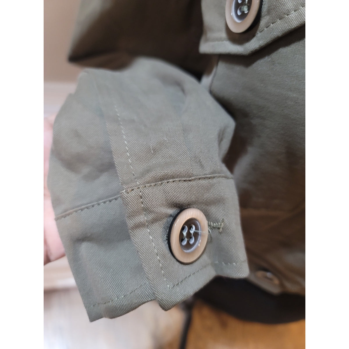 Dont Ask Why Military Jacket Women One Size Olive Green Button Front Long Sleeve
