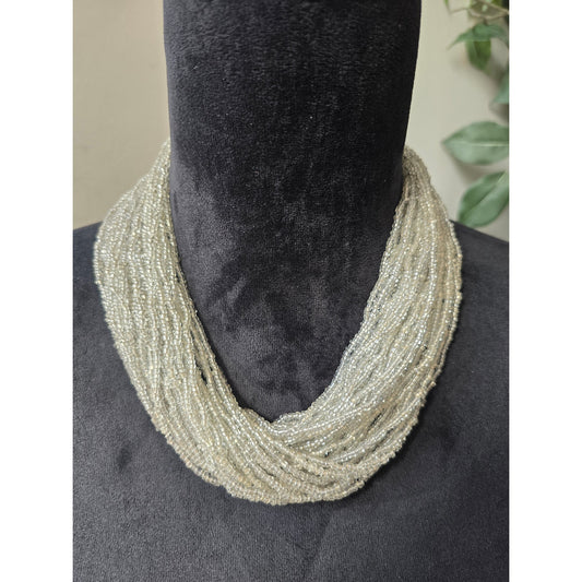 Women's Multi Layered Seed Bead Necklace With Lobster Claw Lock Punk Statement