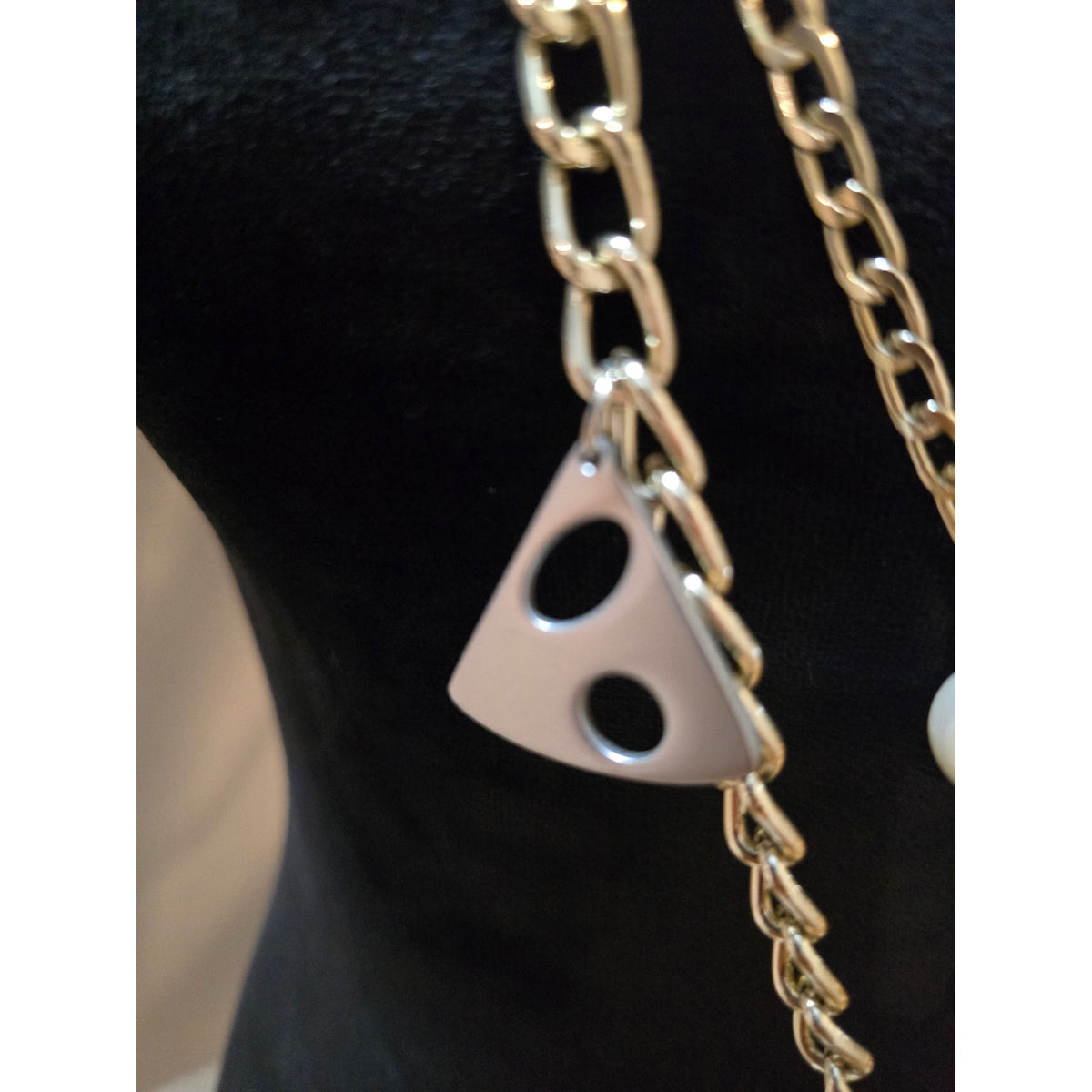 Women's Gold Tone Layered Chain Necklace Geometric Pendant Pearl Multi Strand