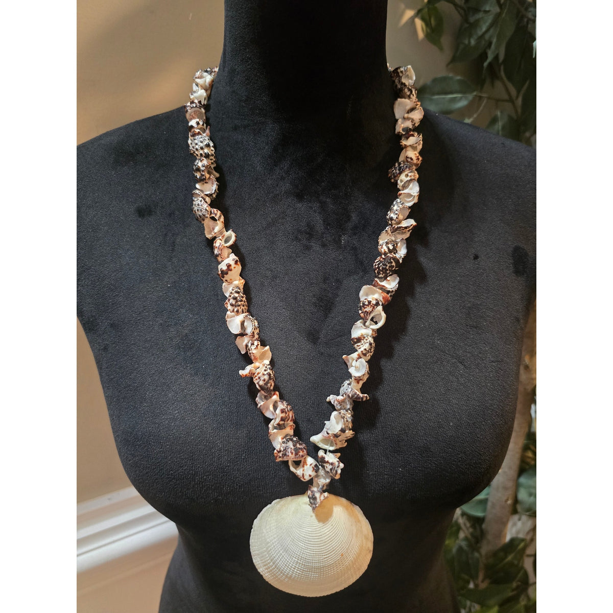 Women's Multi Strand Shell Beaded Statement Necklace With Lobster Clasp Closure