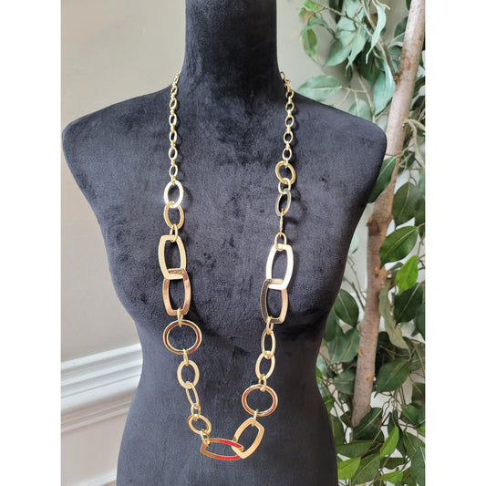 Women's Chico Gold Chain Link Necklace with Tag and Adjustable Clasp