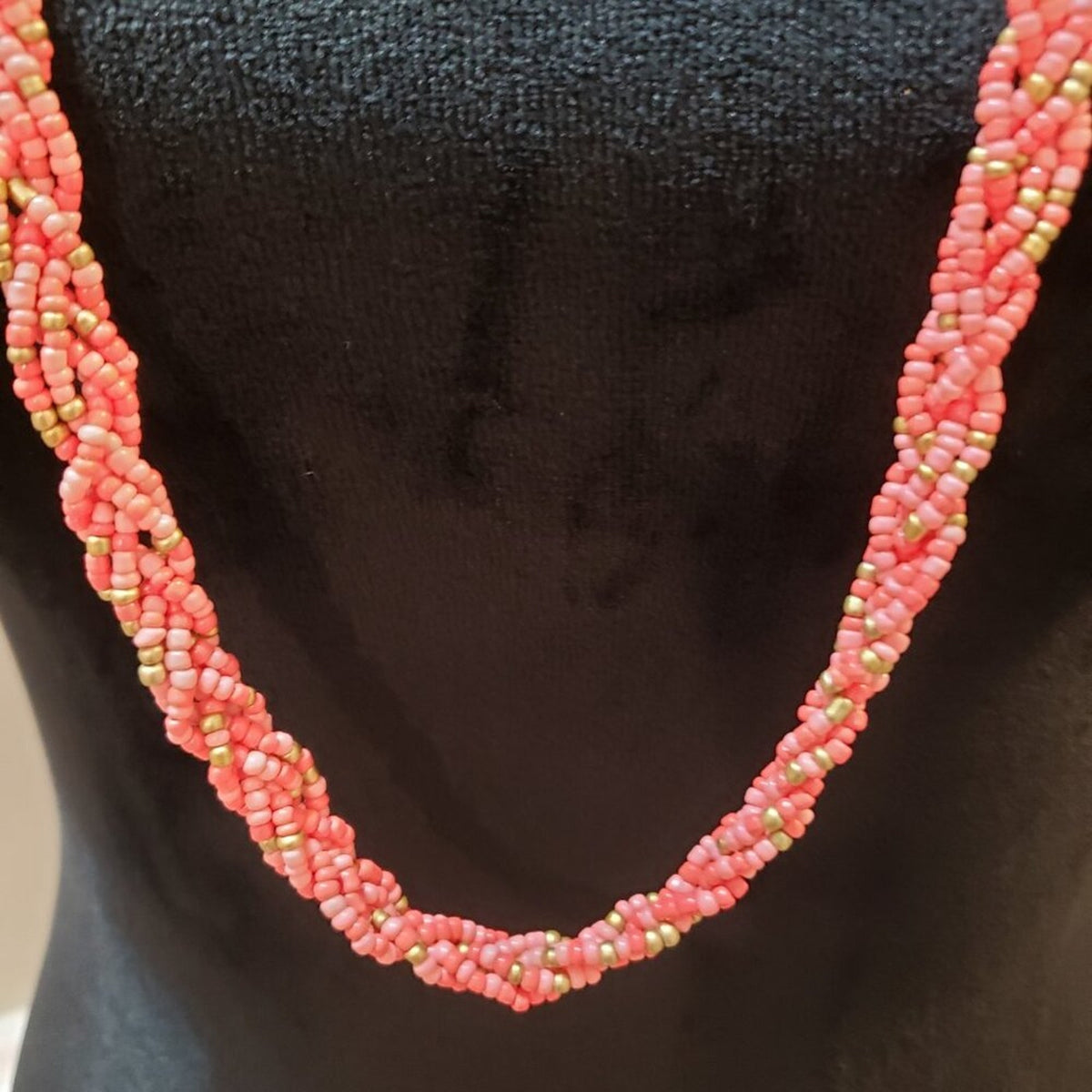 Womens Fashion Coral Multi Twisted Beaded Choker Necklace with Lobster Clasp