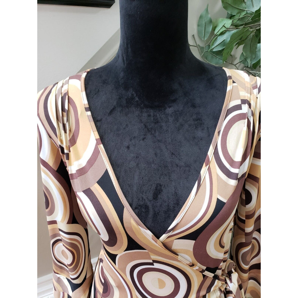 Bisou Bisou Women's Multicolor Polyester Wrap 3/4 Sleeve Knee Length Dress 8
