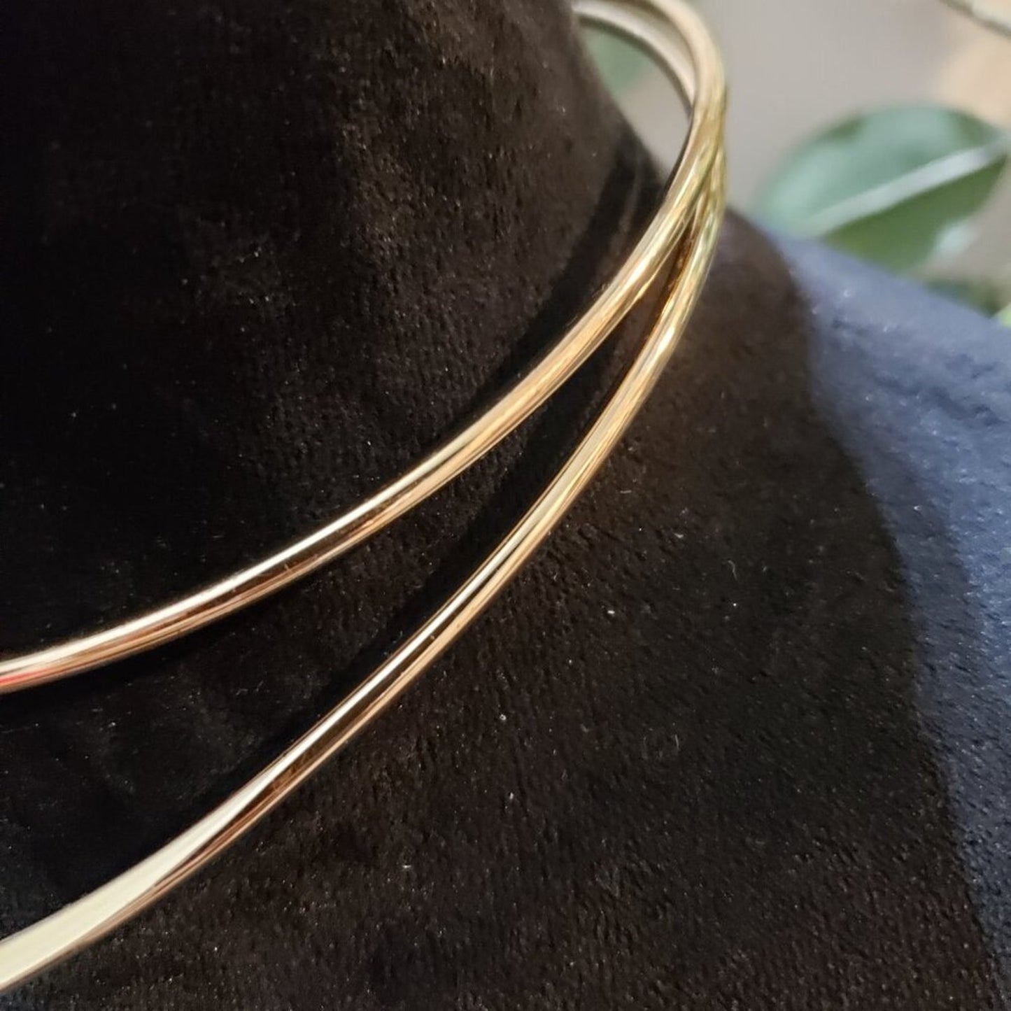 Womens Fashion Gold Tone Geometric Double-Deck Collar Necklace w/ Lobster Clasp