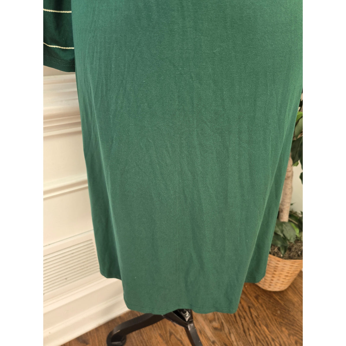 Shein Curve Fit & Flare Dress 2XL Green Patchwork Round 3/4 Sleeve Drop Shoulder