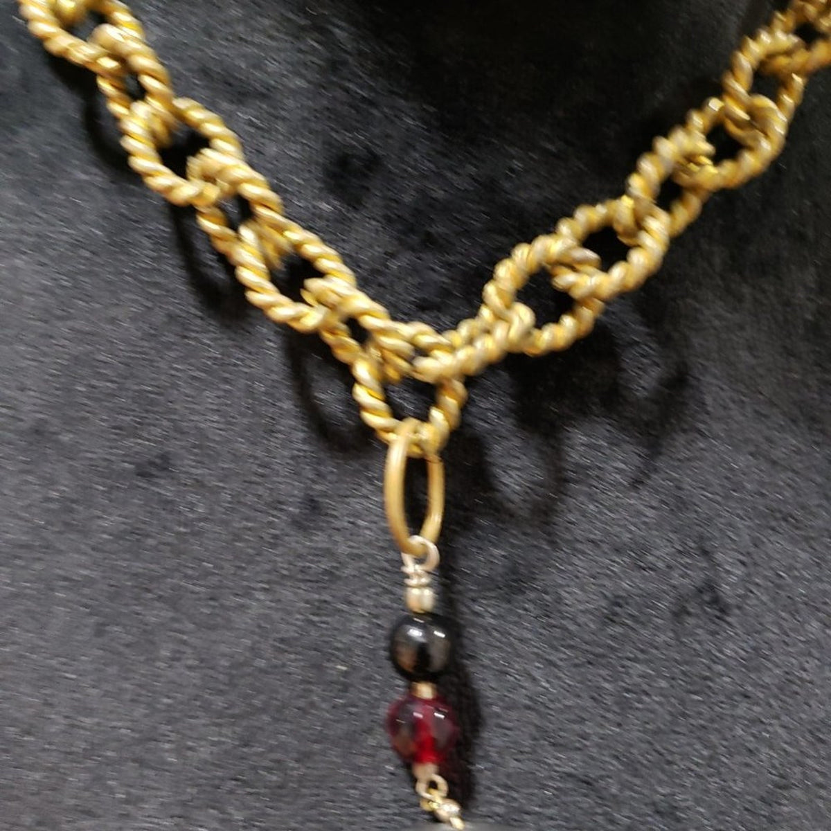 Womens Gold Tone Printed Coin Heavy Bronze Collar Pendant Necklace