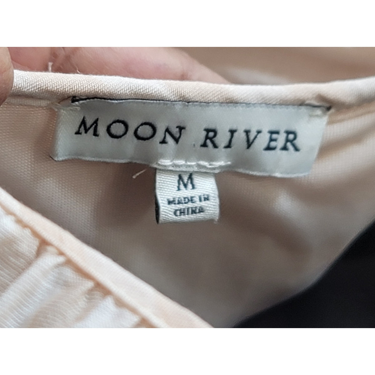 Moon River Striped Dress Women's Size Medium Pink White Balloon Sleeves