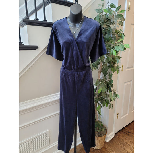 Anthropologie Saturday Sunday Jumpsuit Women’s Size Medium Navy Short Sleeves