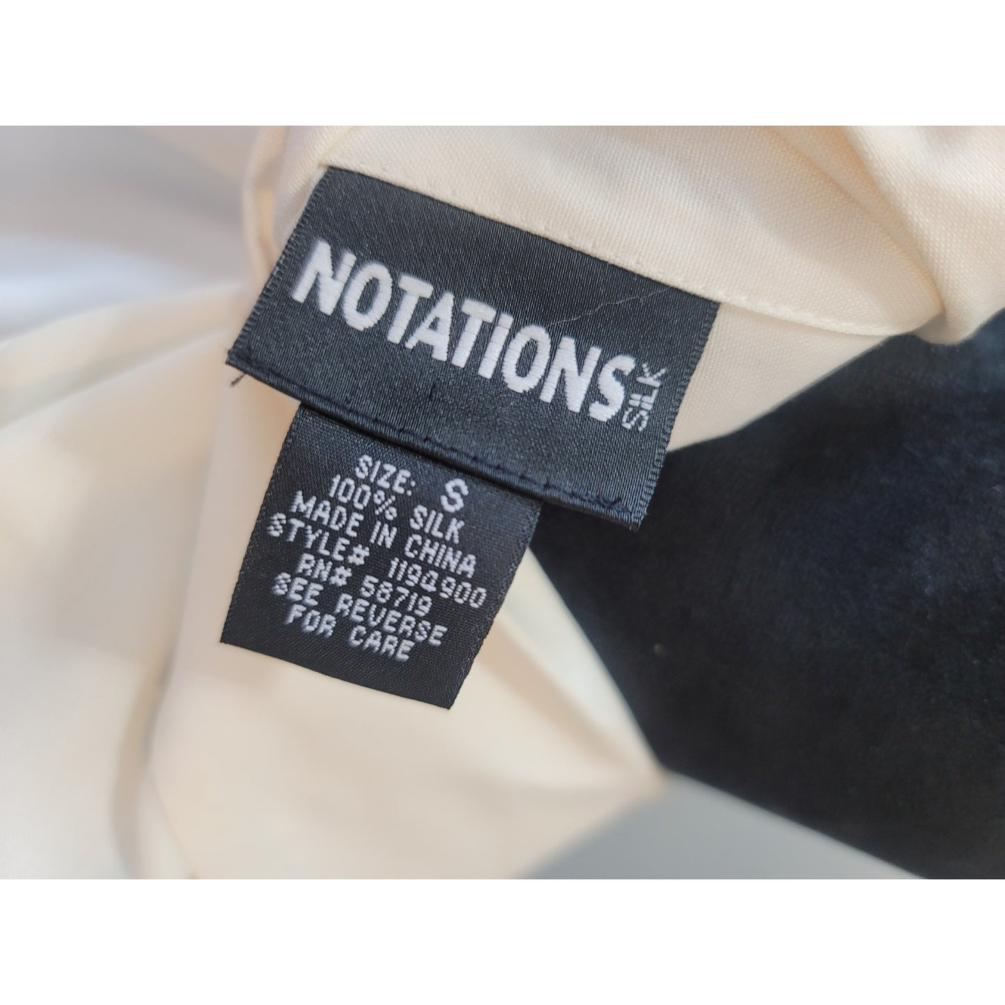 Notations Silk Blouse Women's Small White Button Front Long Sleeve Career Top