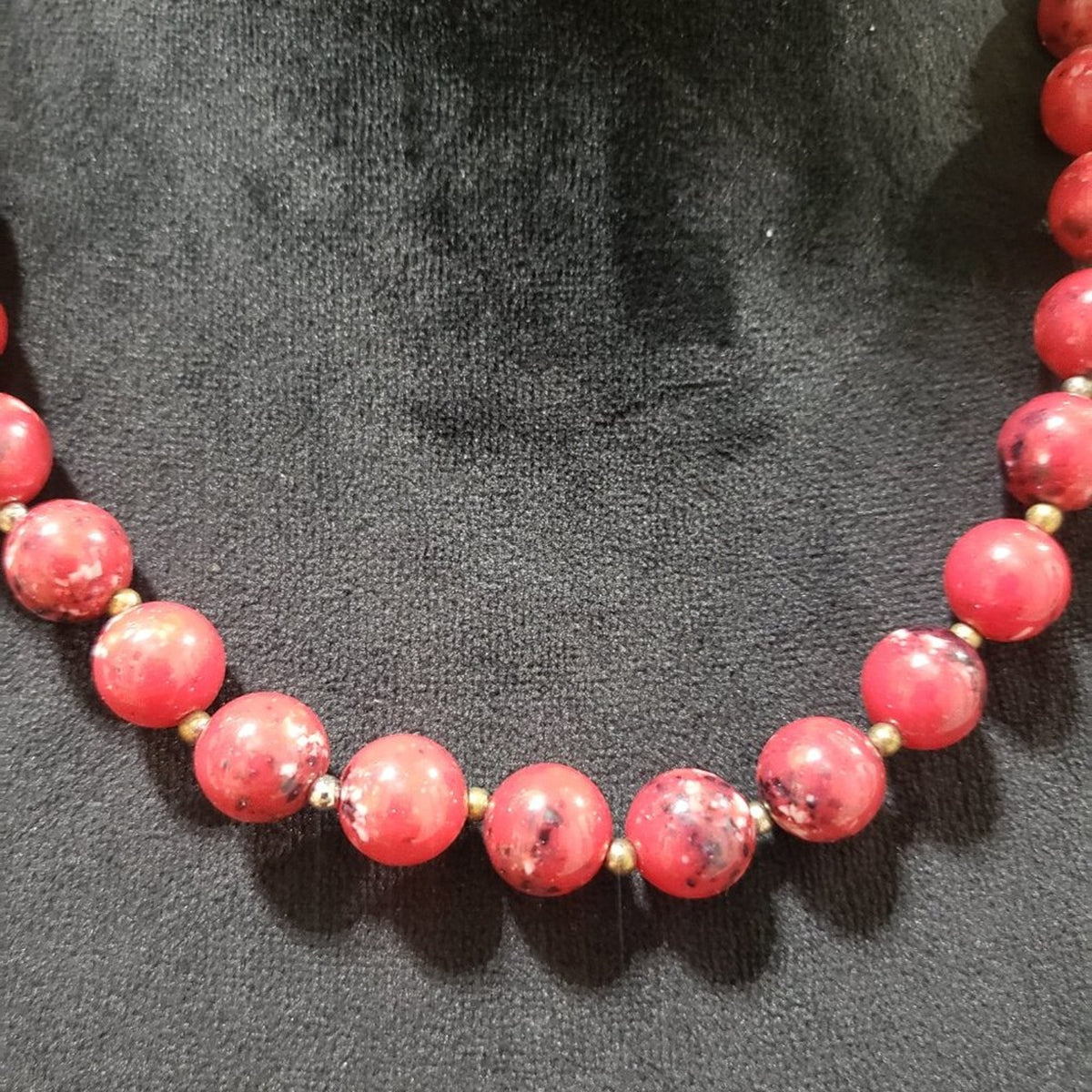 Womens Fashion Natural Red Round Beads Single Strand Necklace w/ Lobster Clasp