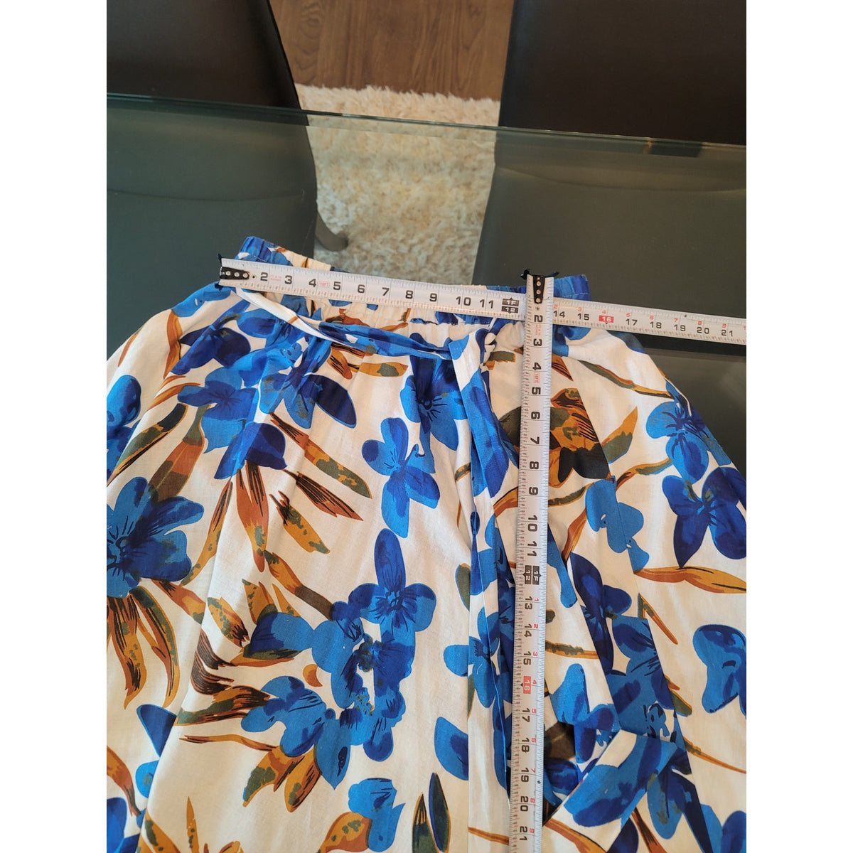 Flint & Moss A-Line Skirt Women's Medium Multicolor Floral Tie Belt Curved Hem