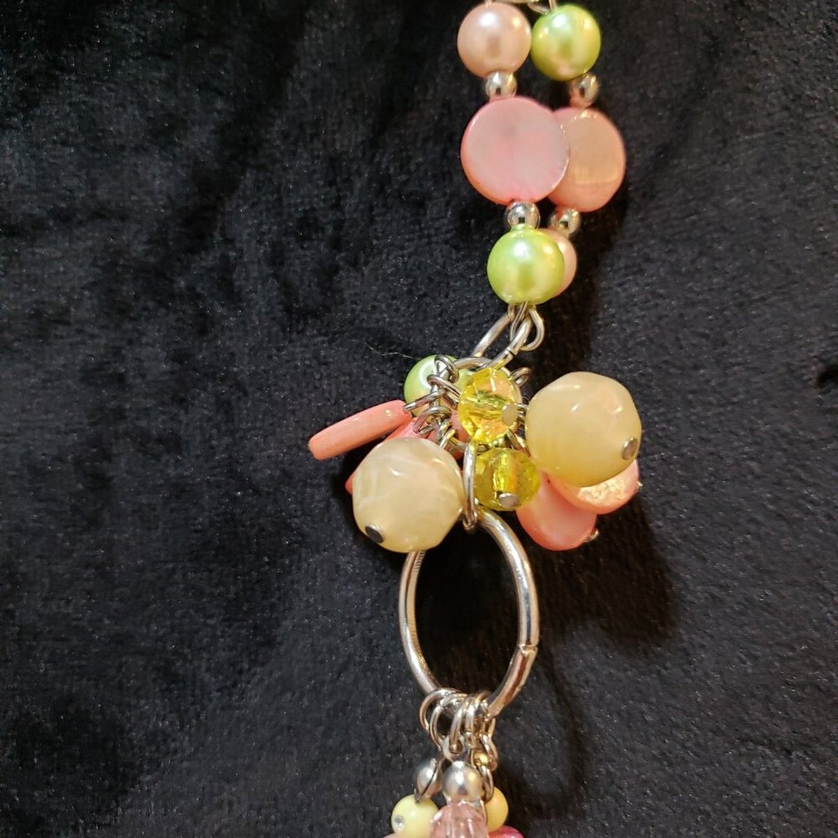Womens Multicolor Crystal & Pearl Beaded Charm Necklace with Lobster Clasp