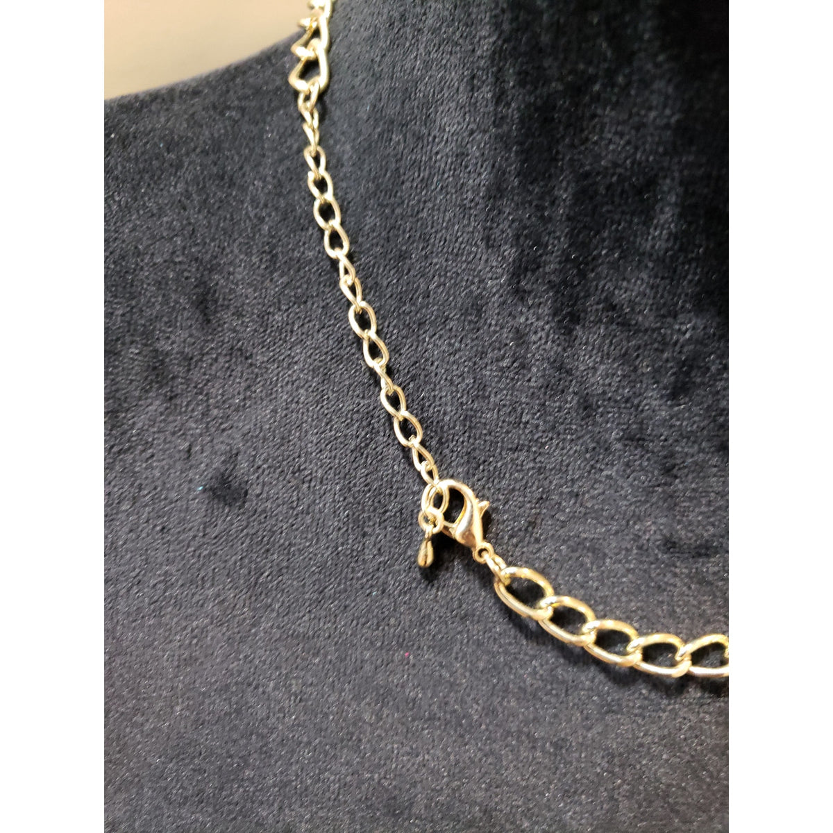 Women's Faux Pearl Rhinestone Necklace Lobster Clasp Gold Statement