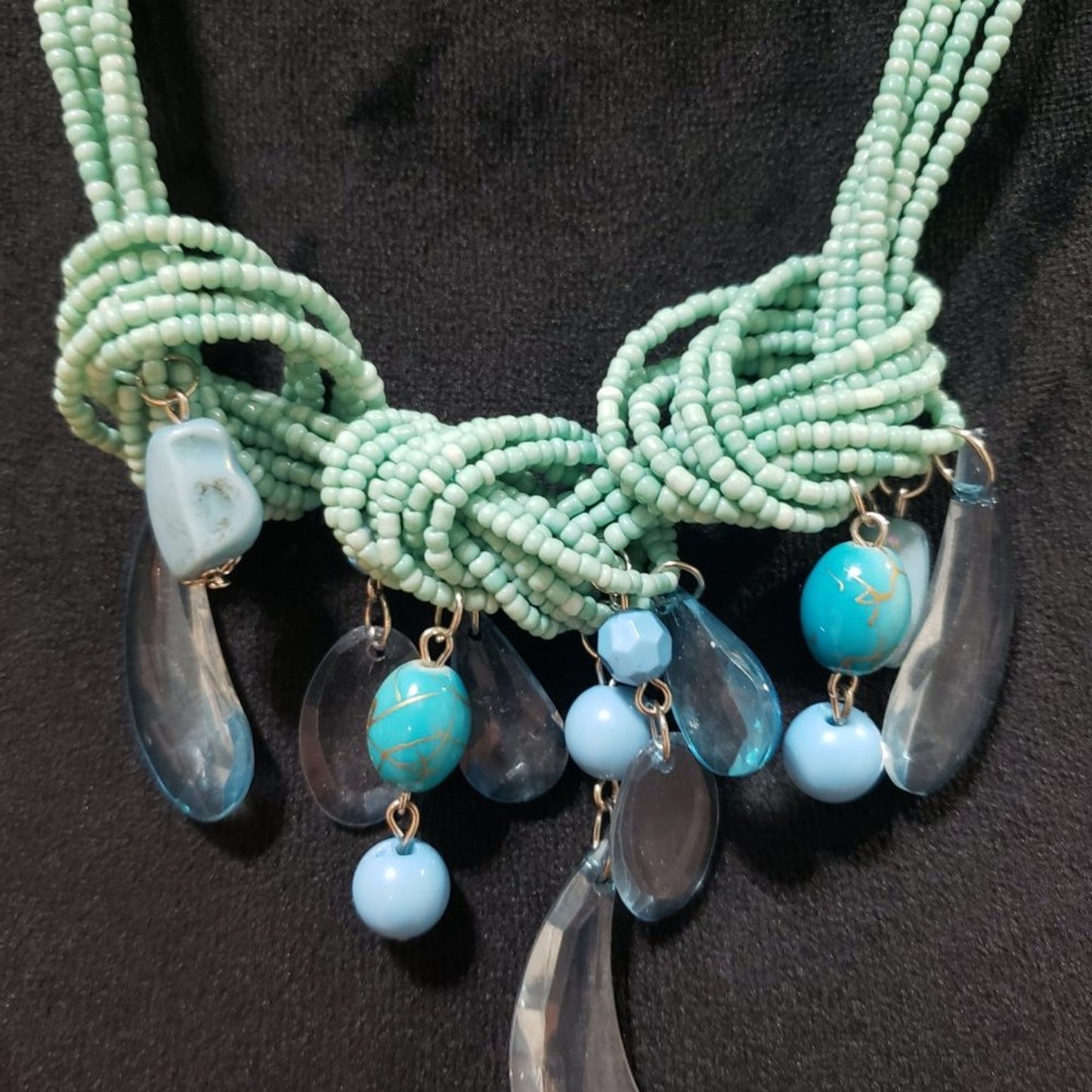 Womens Fashion Multistrand Beaded Dangle Beaded Necklace with Lobster Clasp