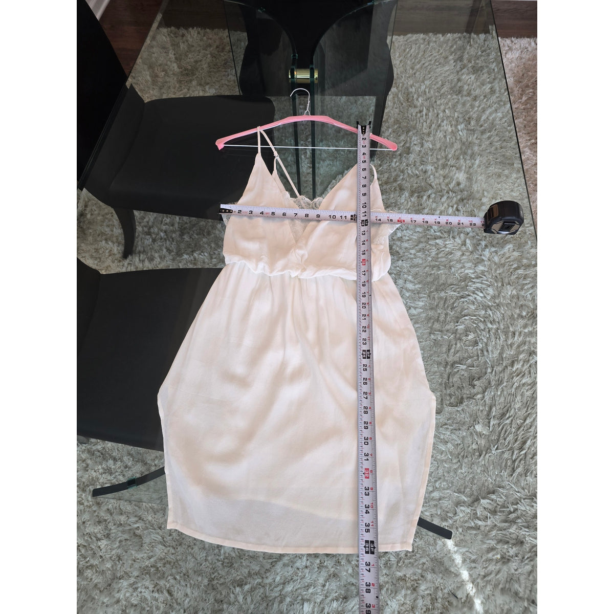 Slip Dress Women's Large White Crochet Open Strappy Back Side Slit Sleeveless